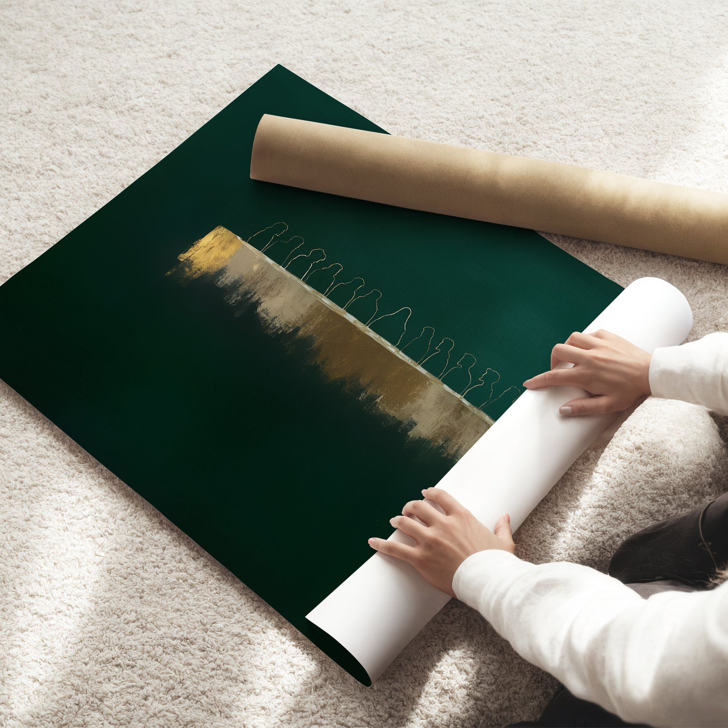 Last Supper  Framed Canvas Christian Wall Art, Jesus and Disciples Emerald Green Painting, Modern Minimalist Sacred Wall Decor, Faith Artwork | Artelior