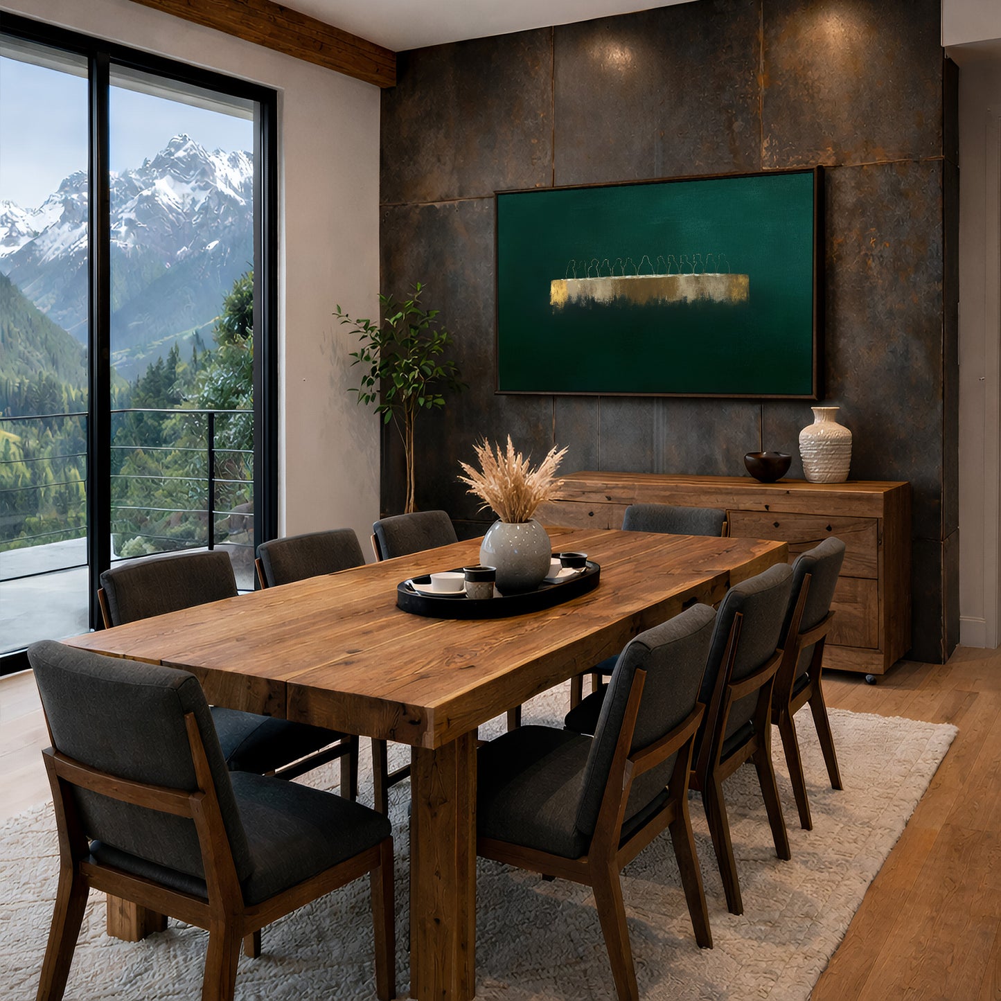 Last Supper  Framed Canvas Christian Wall Art, Jesus and Disciples Emerald Green Painting, Modern Minimalist Sacred Wall Decor, Faith Artwork | Artelior