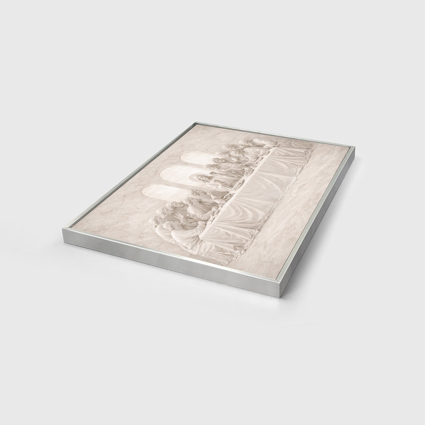Last Supper Wall Art Framed Canvas, Neutral Christian Decor